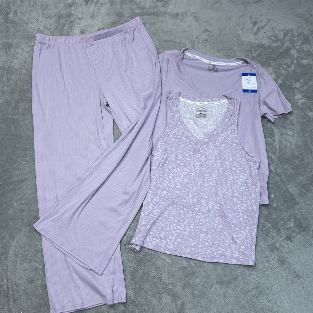 Live 2 Lounge Women's L Sleepwear 3pc Set Purple Polyester Blend e0770